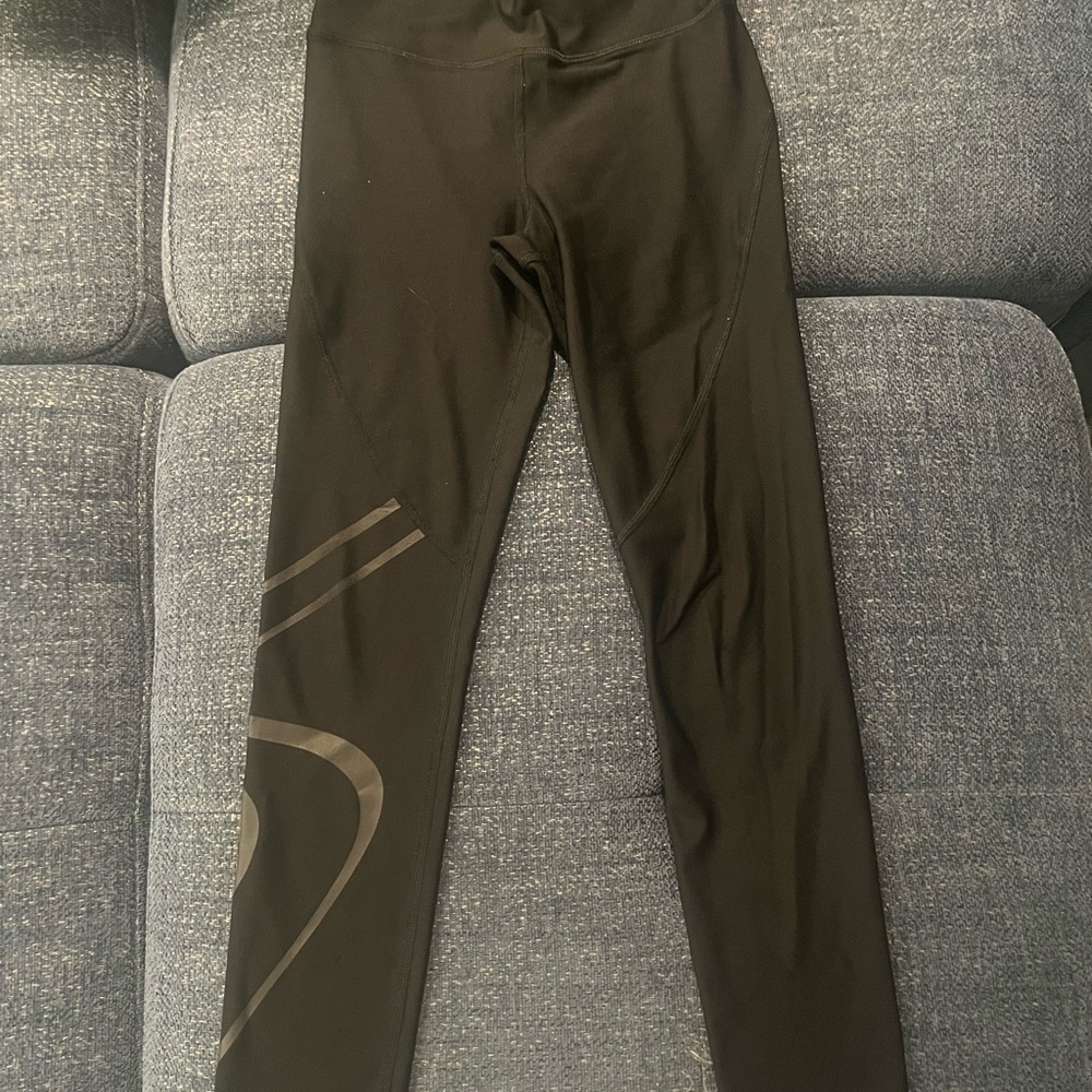Girls Black under armour Athletic Leggings with Graphic Design